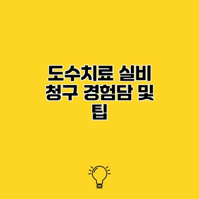 도수치료 실비 청구 경험담 및 팁