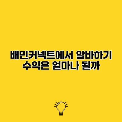배민커넥트에서 알바하기 수익은 얼마나 될까?
