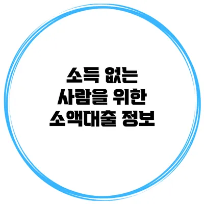 소득 없는 사람을 위한 소액대출 정보