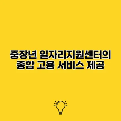 중장년 일자리지원센터의 종합 고용 서비스 제공