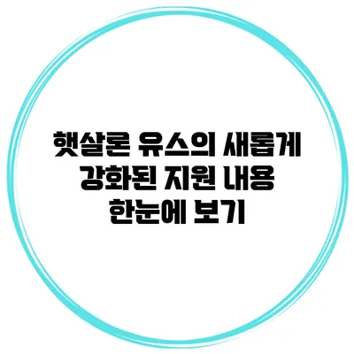 햇살론 유스의 새롭게 강화된 지원 내용 한눈에 보기