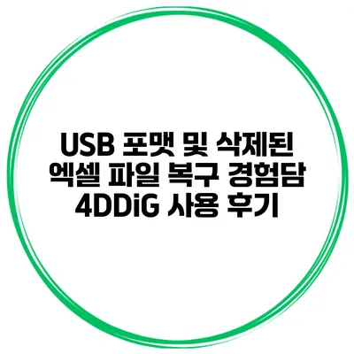 USB 포맷 및 삭제된 엑셀 파일 복구 경험담 4DDiG 사용 후기