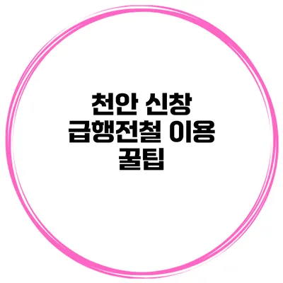 천안 신창 급행전철 이용 꿀팁
