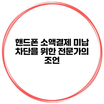 핸드폰 소액결제 미납 차단을 위한 전문가의 조언